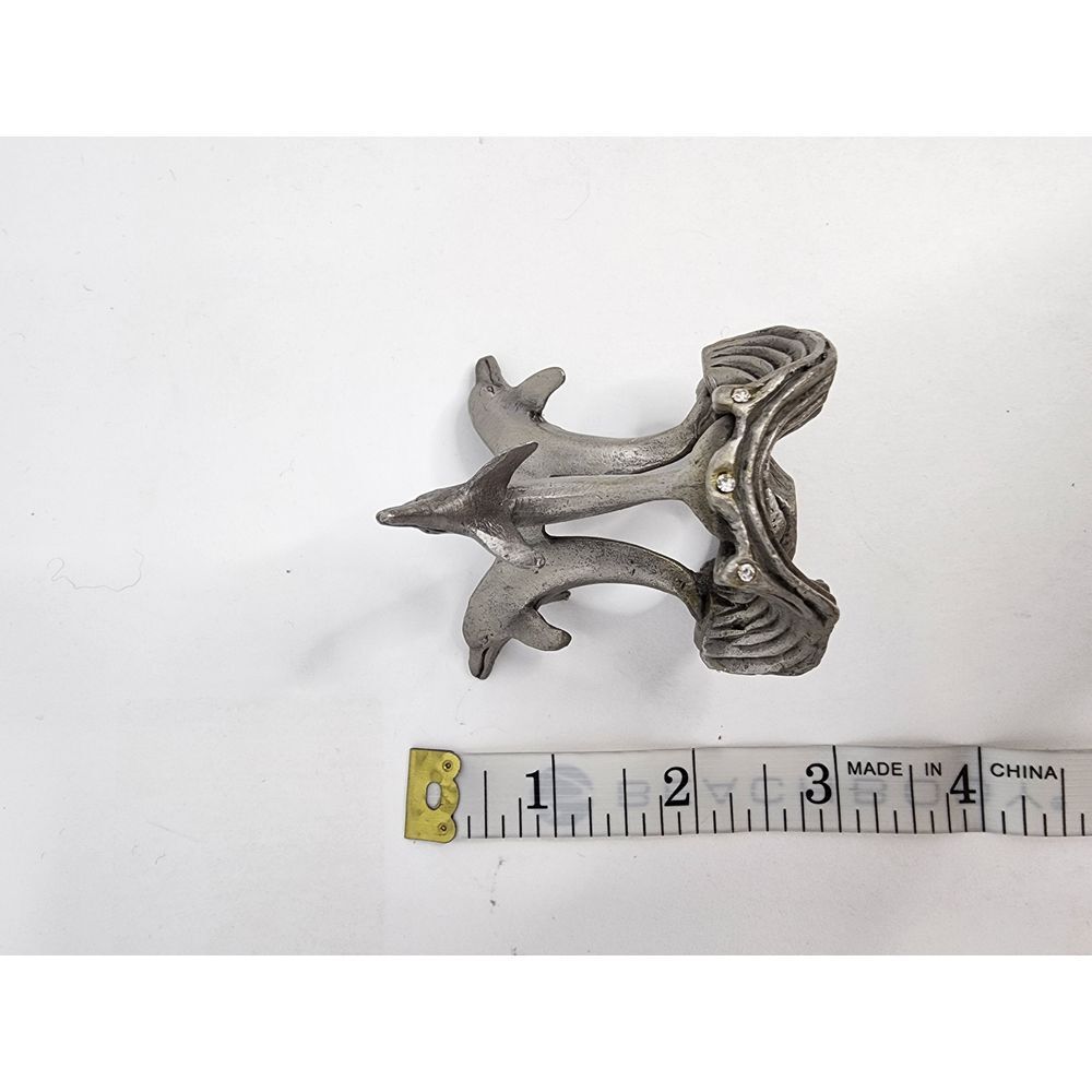 Pewter Dolphin Paperweight Holder with Rhinestones Sunglo 1993 - Picture 8 of 8